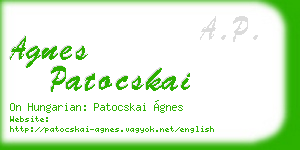 agnes patocskai business card